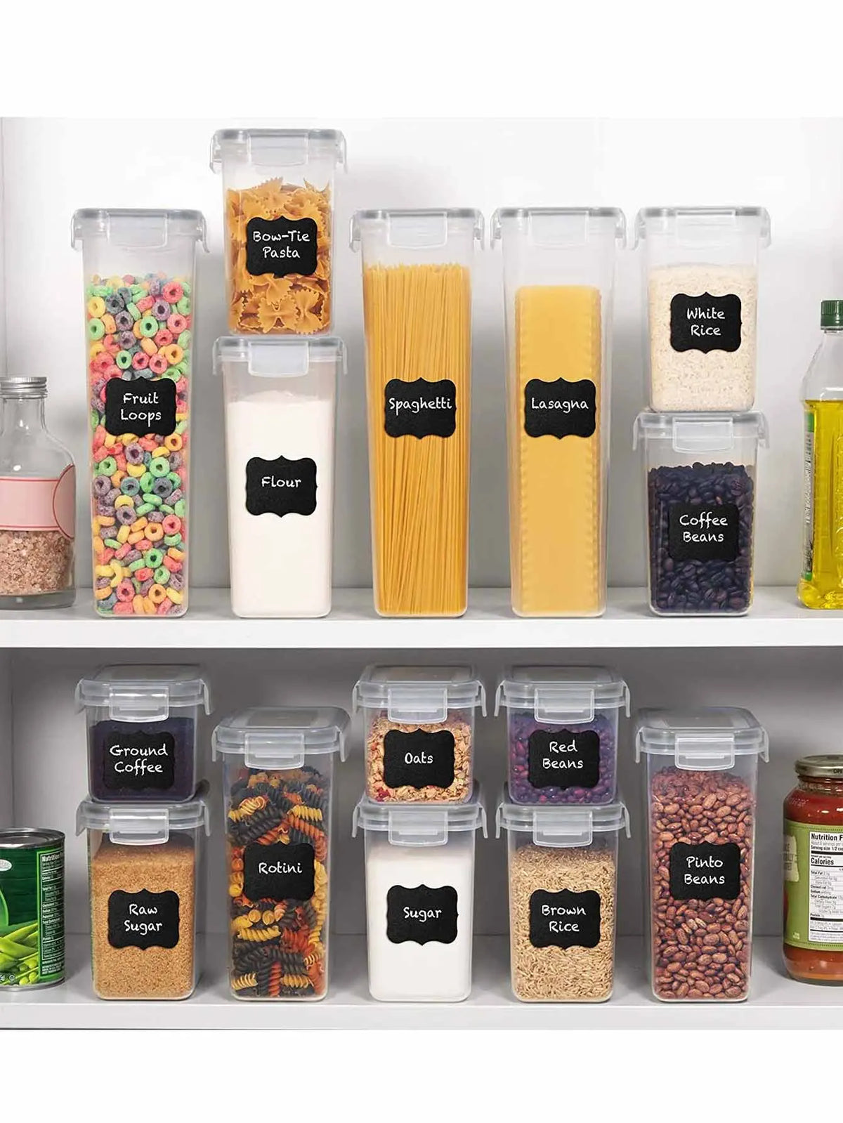 24pcs Airtight Food Storage Containers Labels Flour Grains