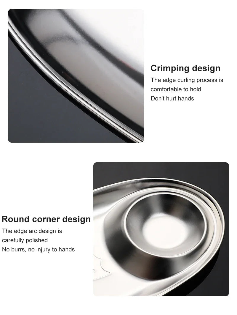 304 Stainless Steel Dinner Tray Lunch Container Snack