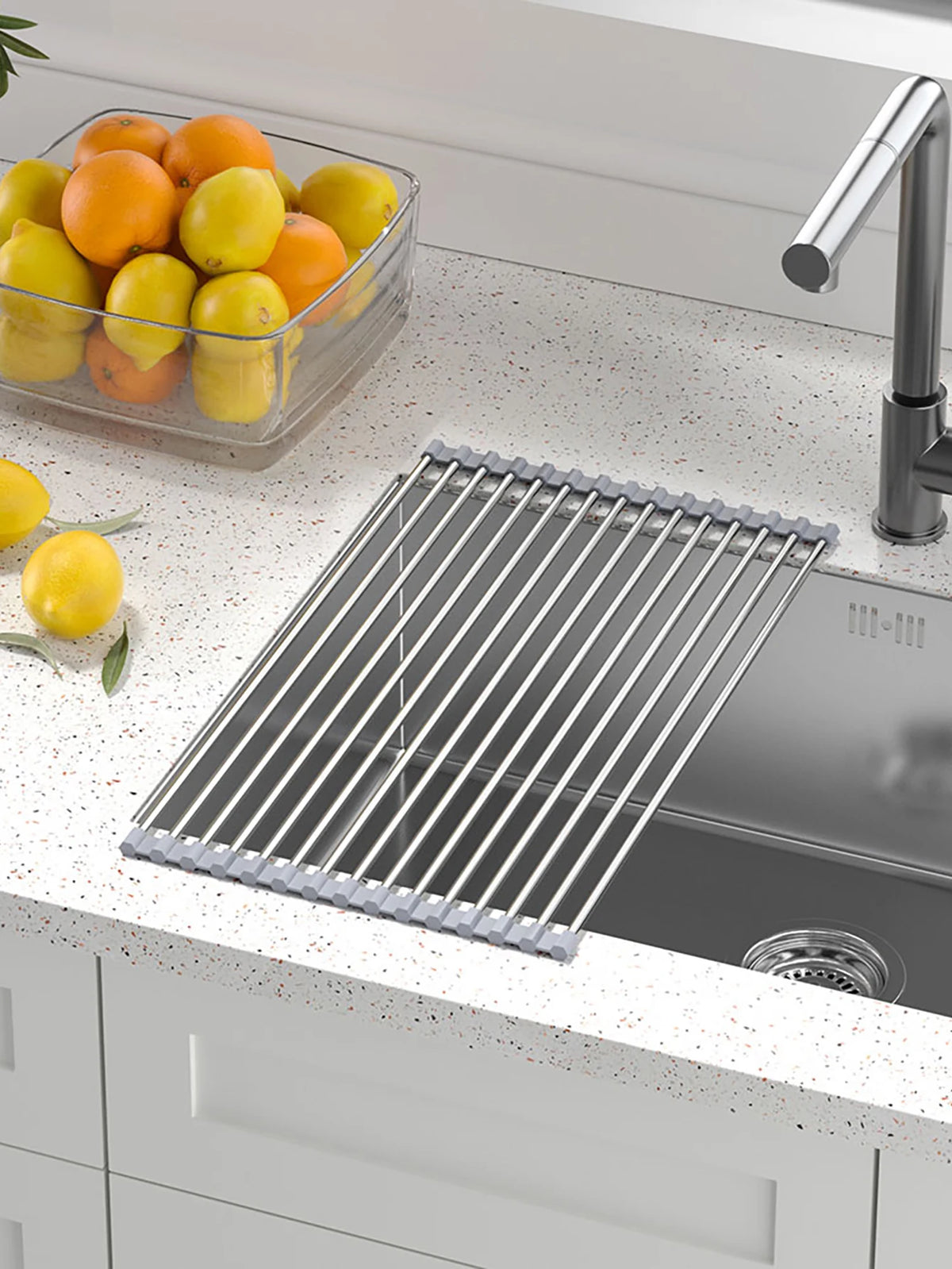 Roll Up Dish Drying Rack Over Sink Stainless