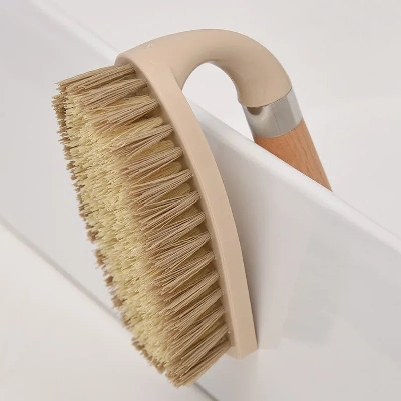 Wooden Handle Cleaning Brush Stiff Bristle Scrubber