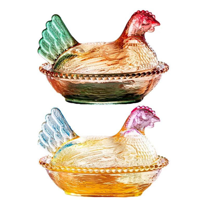 Dinnerware Retro Glass Candy Dish Hen On Nest