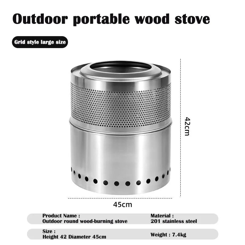 Camping Firewood Stove Folding Windproof Wood Burning Stove