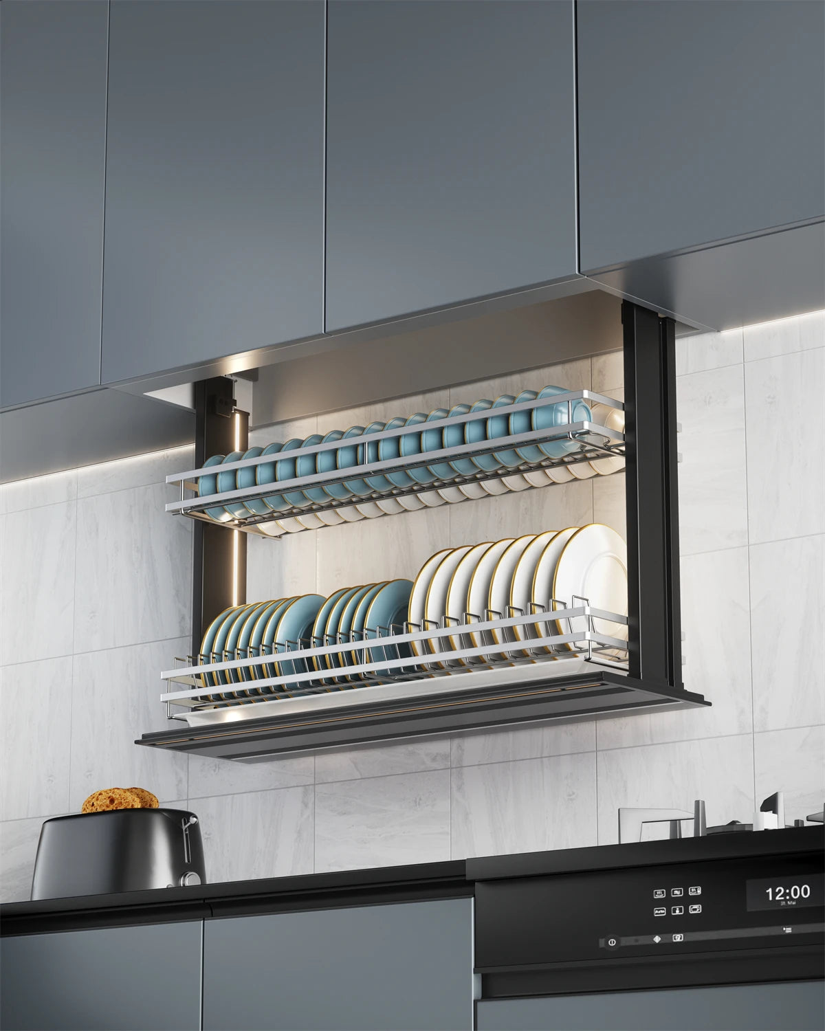 Angelparticle Smart Pull Down Cabinet Organizer-Electric Dish