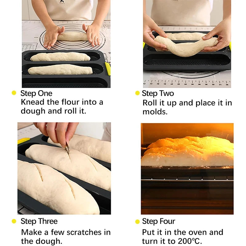 Silicone Loaf Pan Non-Stick Holes Baguette Pan Bread