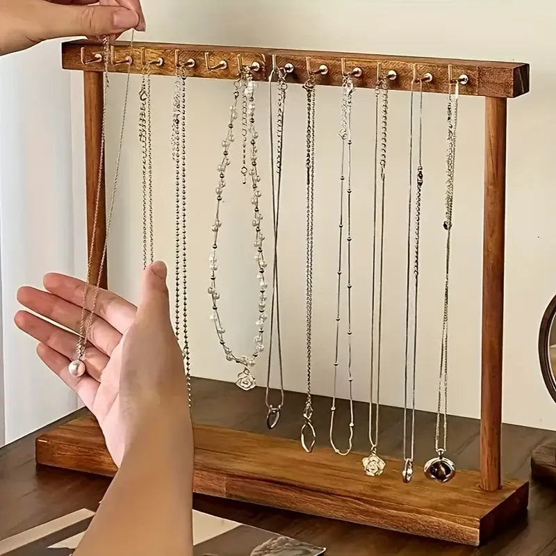 12/18 Hook Jewelry Organizer Display Stand Wood Necklace