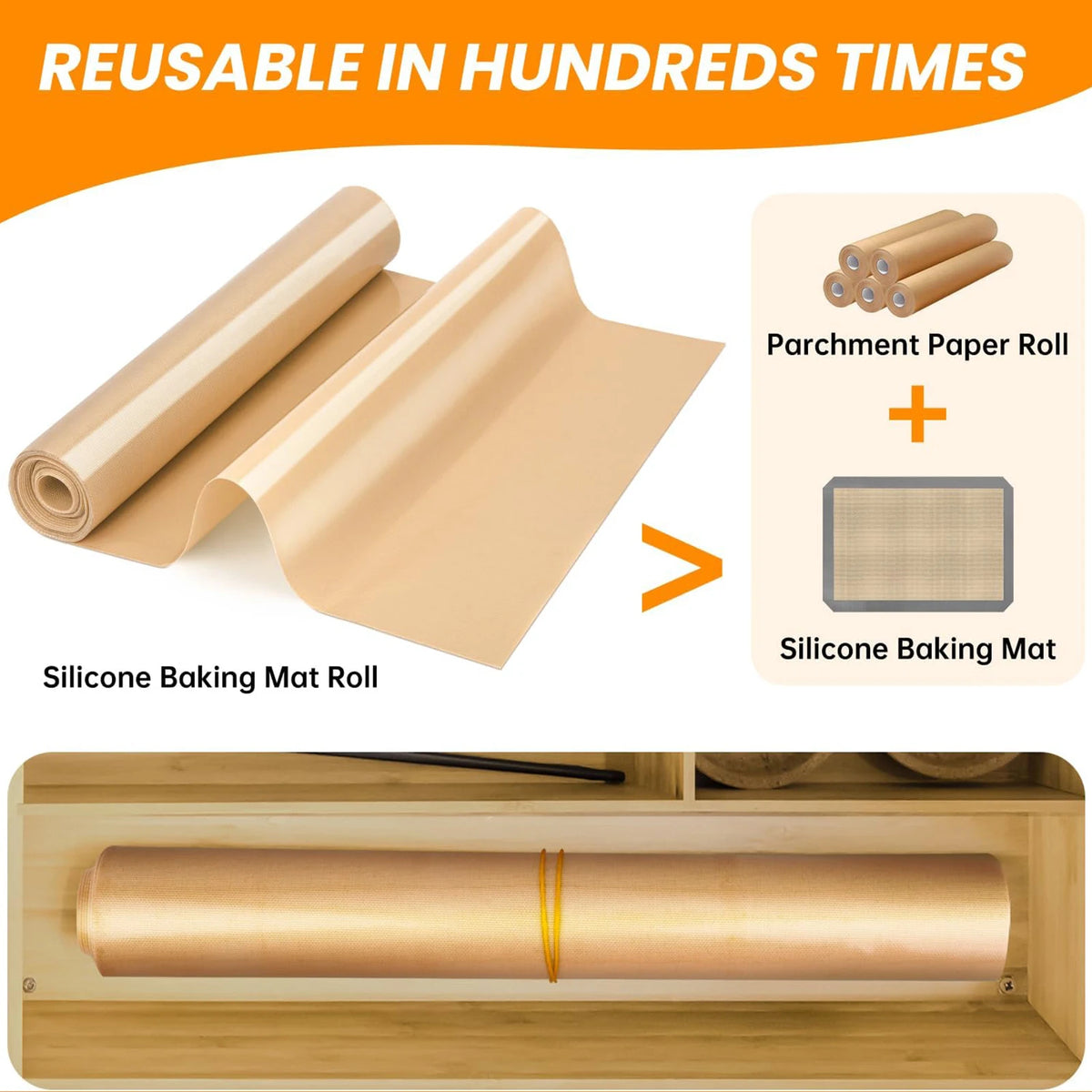 Silicone Baking Mat Roll Large Reusable Heat Resistant
