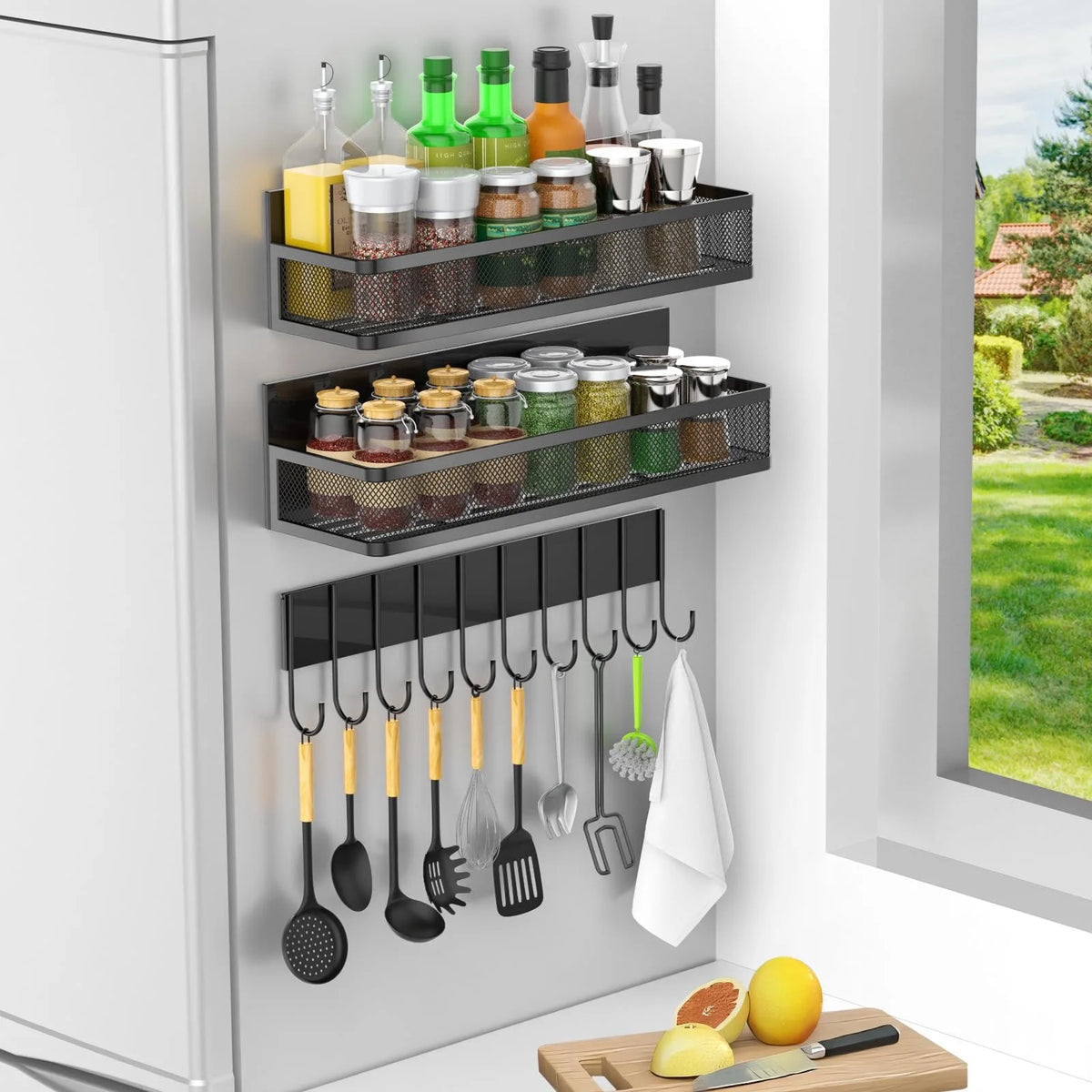 Magnetic Spice Rack Refrigerator Metal Strong Magnet Shelf