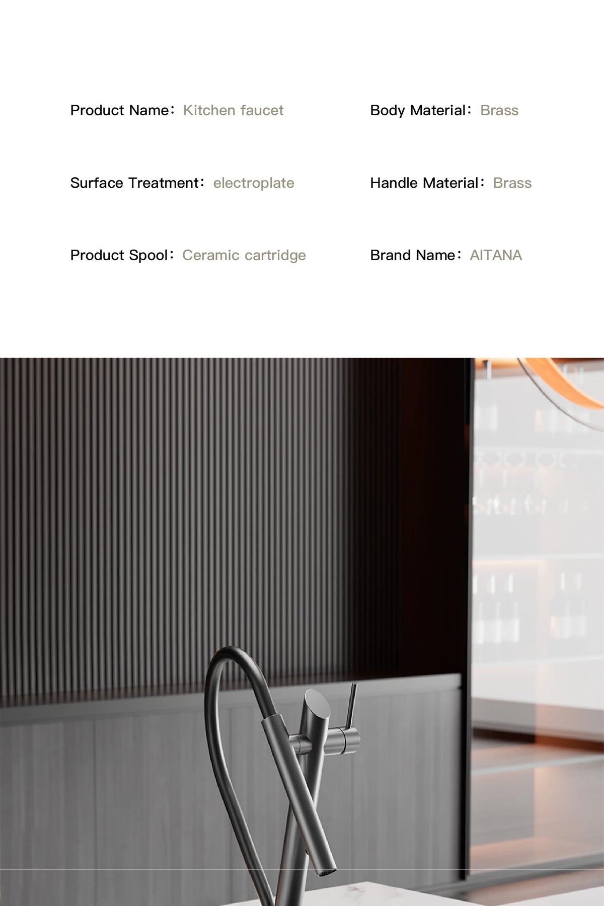Aitana Luxury Brass Black Faucet Pull-Out Design Dual