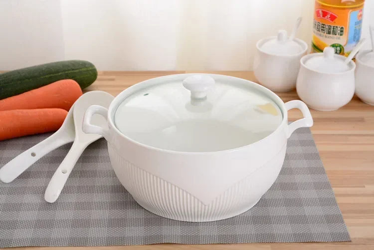 Ceramic Soup Pot White Round Nordic Phnom Penh