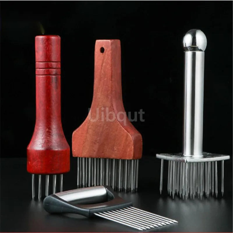 Stainless Steel Meat Needles Pounders Wooden Handle Profession