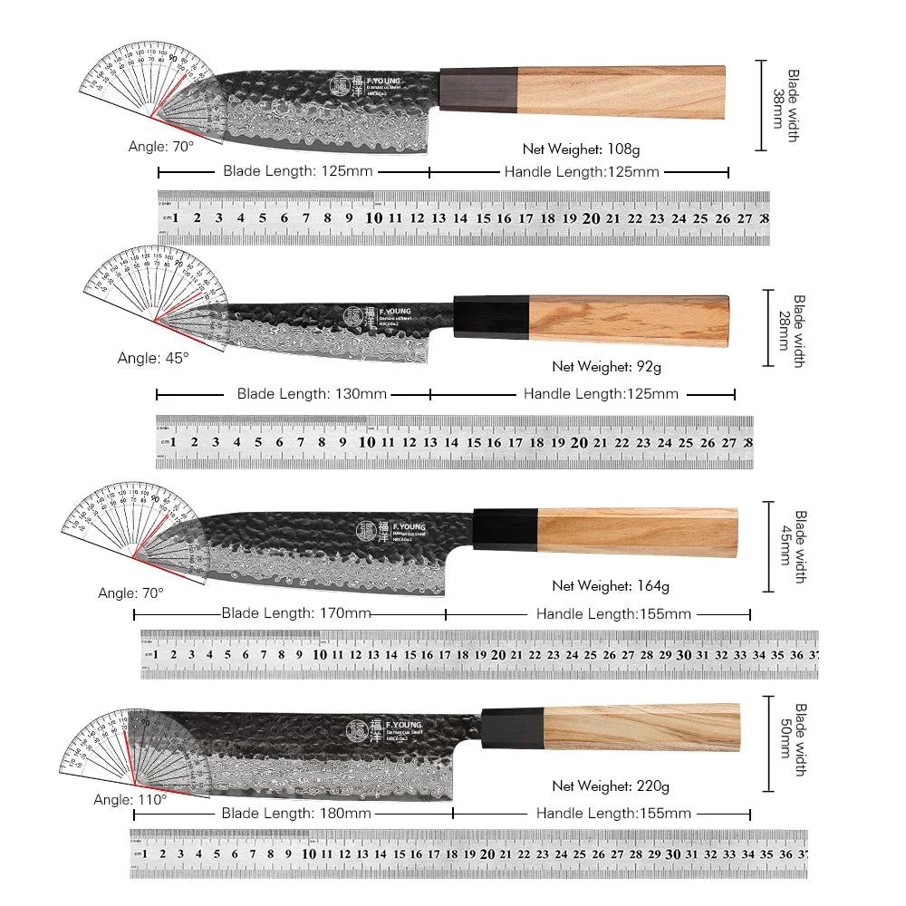 Young Damascus Steel Knives Japanese Hand Forged Chef
