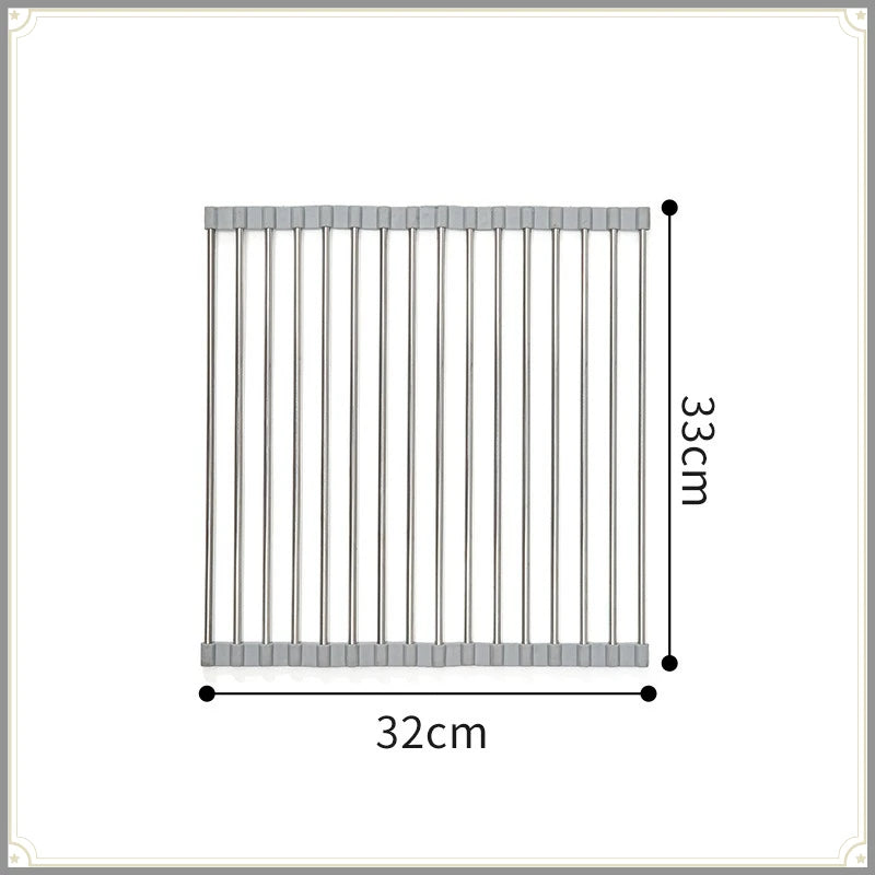 Roll Up Sink Drain Rack Stainless Steel Foldable
