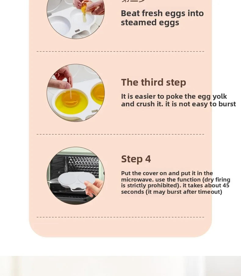 Food Grades Plastic Microwave Cooking Eggs Steamer Convenient