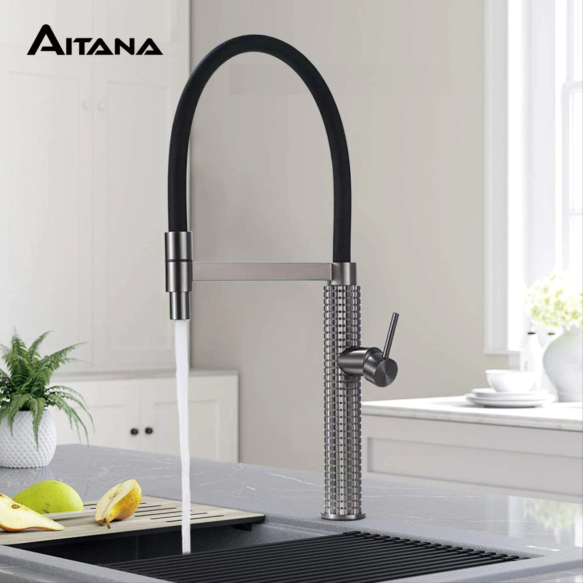 Aitana Gun Gray Luxury Brass Faucet Handle Cold