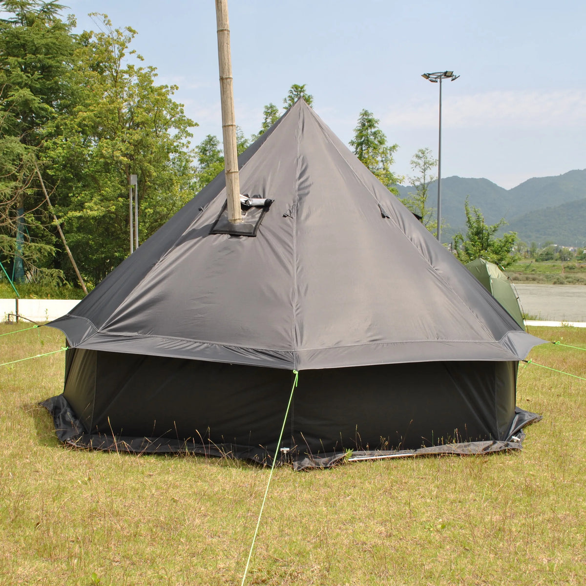Person Large Pyramid Tent Four Seasons Camping Chimney