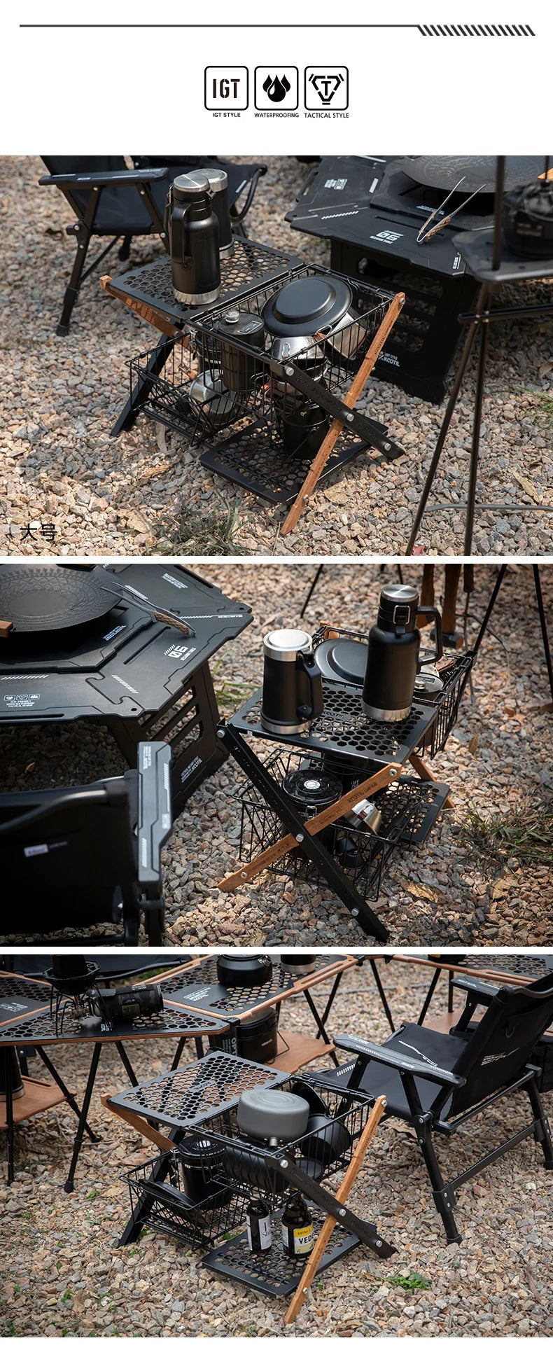 Lightweight Outdoor Camping Storage Shelf Folding Rack Double