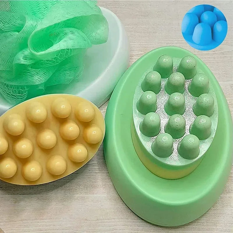 -Cavities Silicone Massage Soap Mold Oval Candy Making
