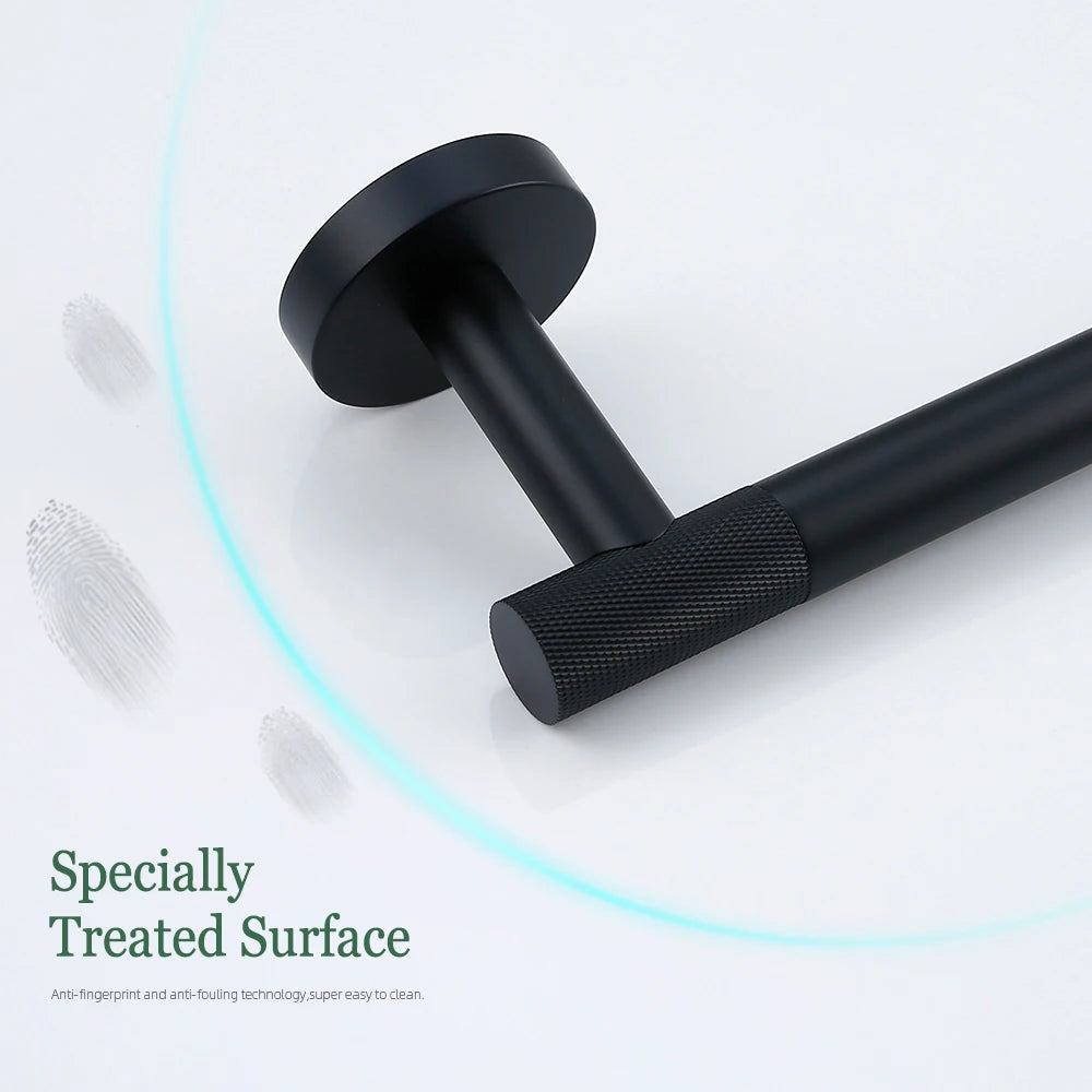 Matte Black Bathroom Brass Knurled Kit Paper Holder