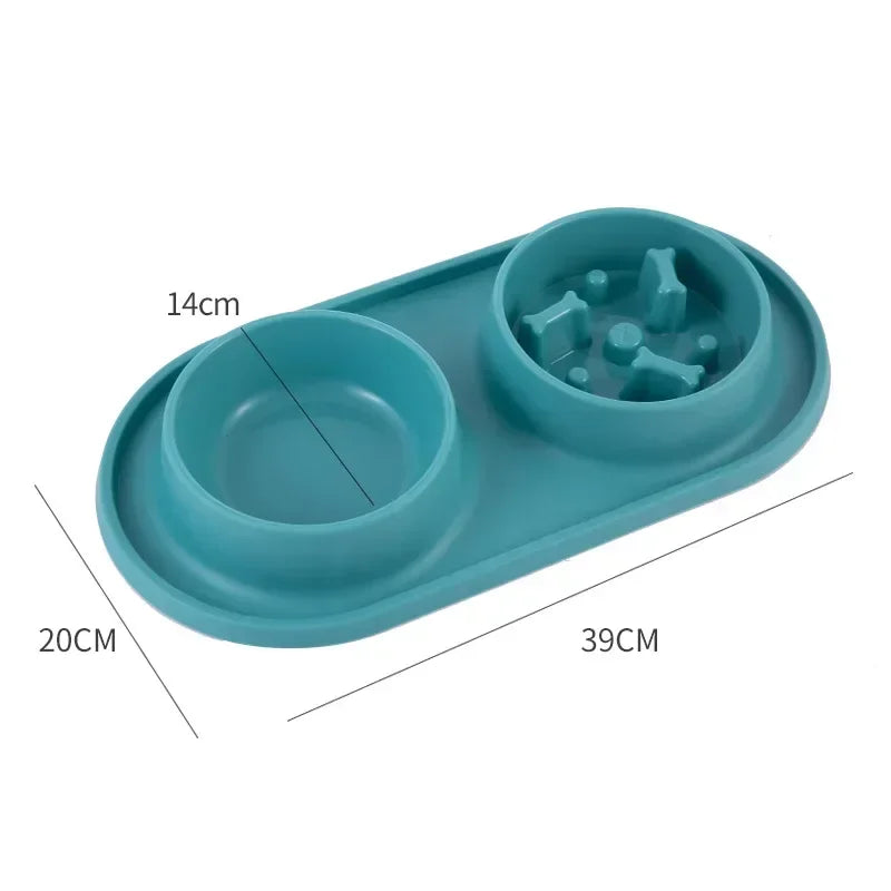 Dog Double Bowl Silicone Mat Cat Pet Food