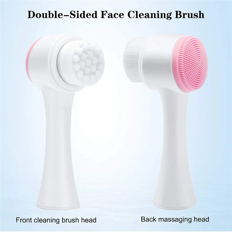 3d Double Silicone Facial Cleansing Brush Massage Facial