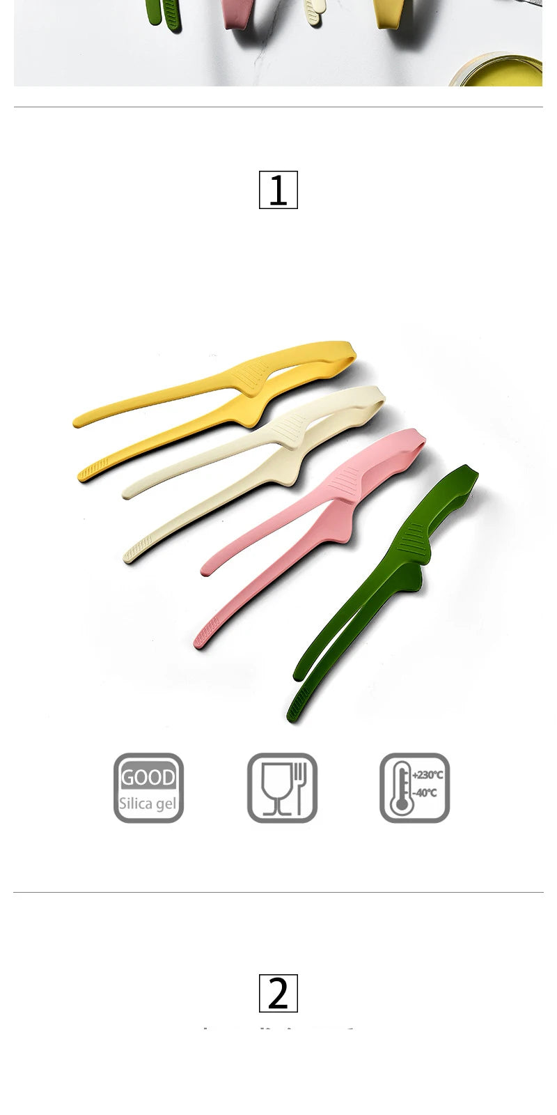 1/4pcs Food Tongs Bbq Tweezer Clip Silicone Picnic