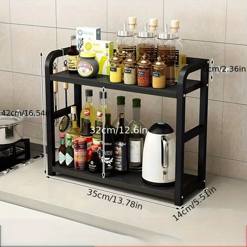 1pc 2-Tier Metal Countertop Shelf - Space Saving