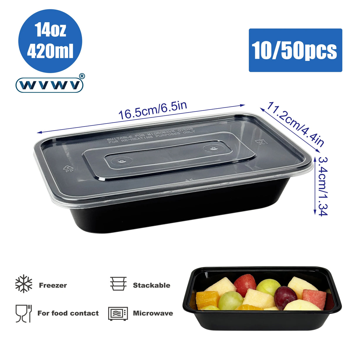 10/50pcs 420ml Reusable Food Storage Containers Easy-To-Open