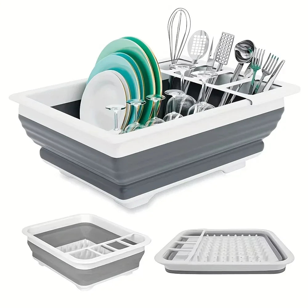 Collapsible Dish Drying Rack Utensil Holder Rv Camping