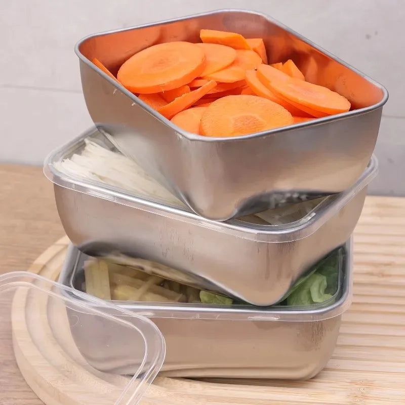 Stainless Steel Food Storage Container Fridge Fresh-Keep Storage