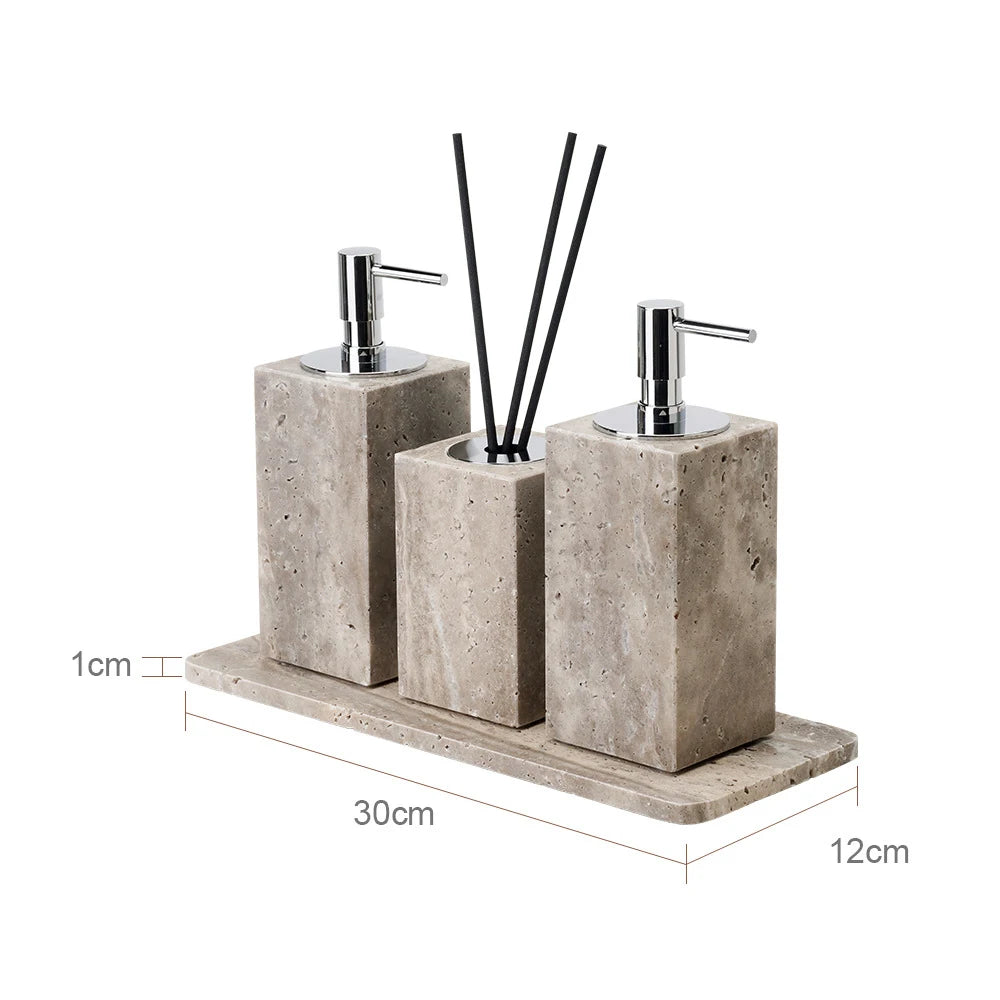 Travertino Grigio Bathroom Antique Natural Marble Soap Dispenser