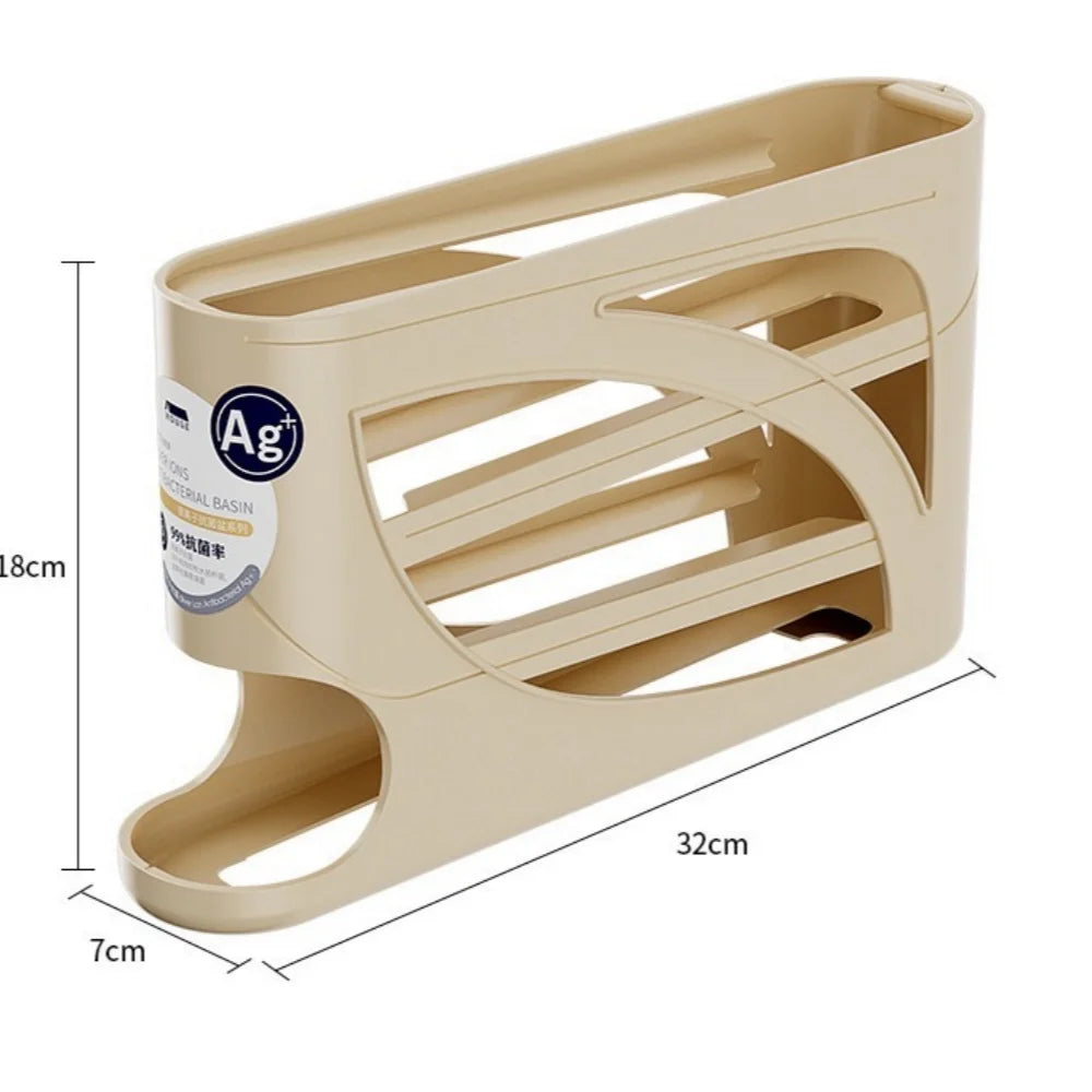 Automatic Rolling Egg Dispenser Organizer Refrigerator 4-Tier