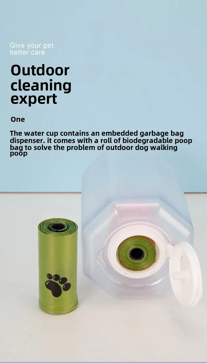 In Dog Water Bottle Poop Bag Dispenser Pet
