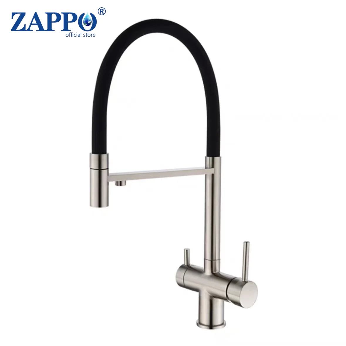 Zappo Grey 3-In-1 Faucet & Cold Mixer Tap