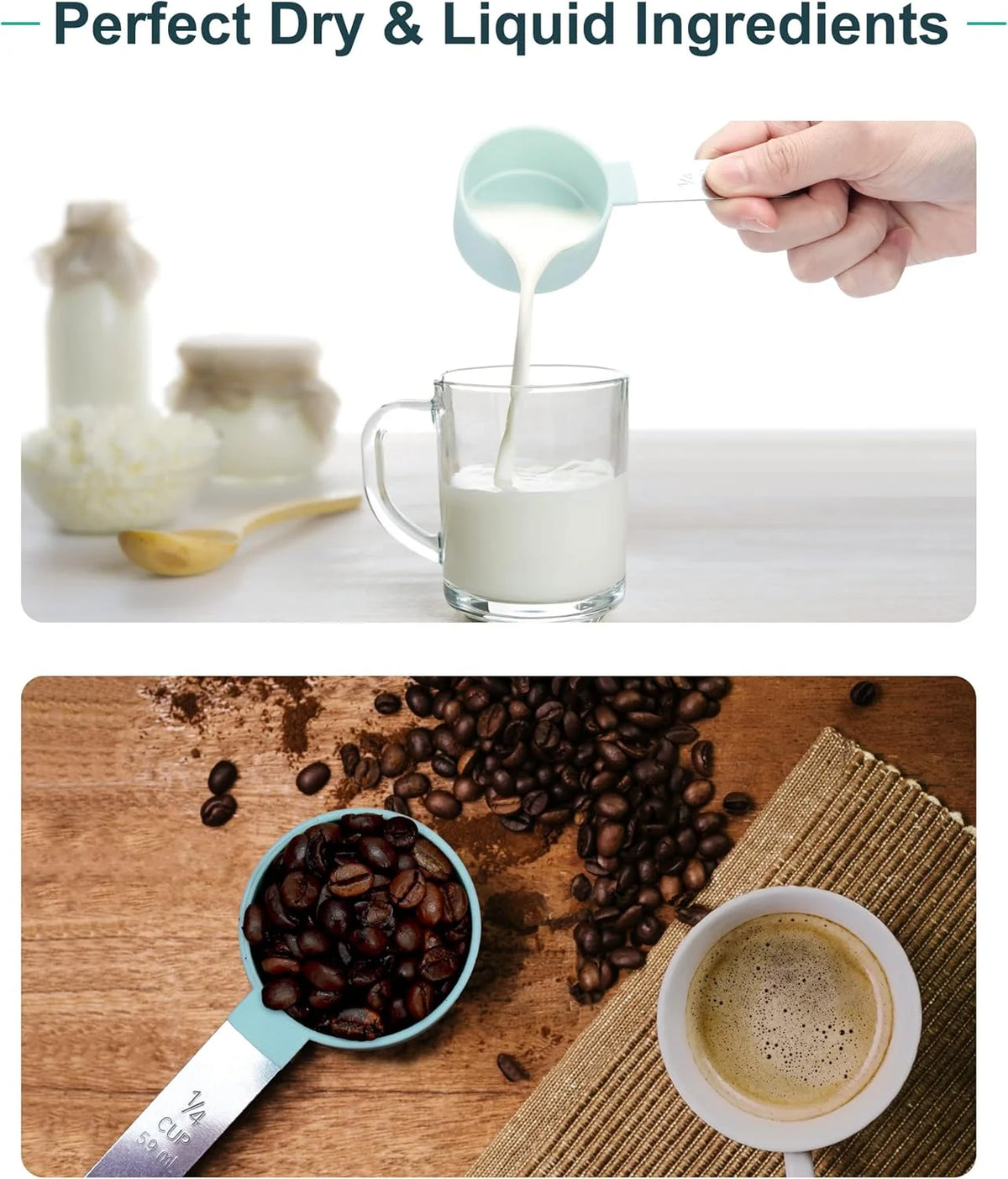8pcs Measuring Cups & Spoons Stackable Nesting Measure