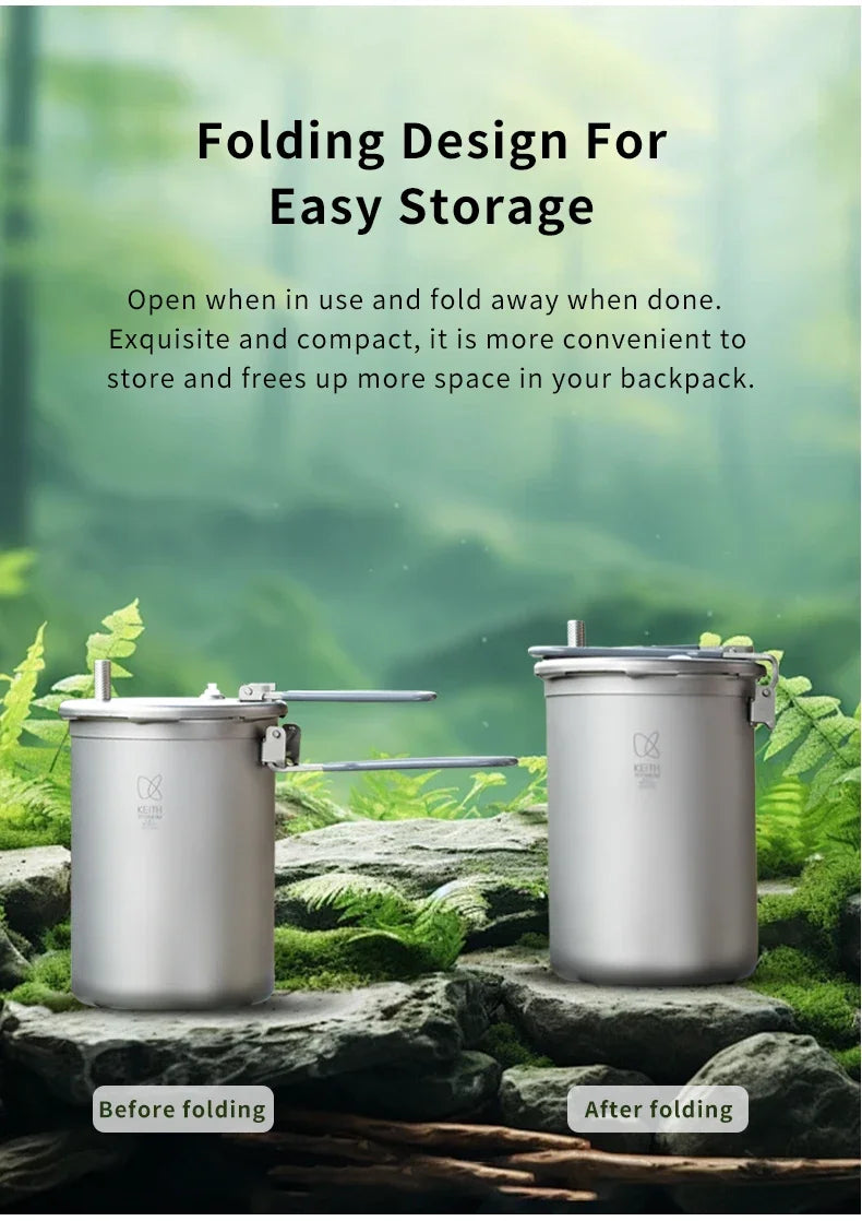 Keith Titanium Pressure Cooker 1800ml 520g Lightweight Camping