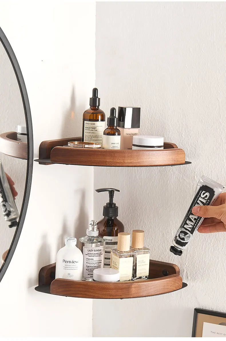 Black White Bathroom Shelves Wall Mountedspace Aluminum Wood