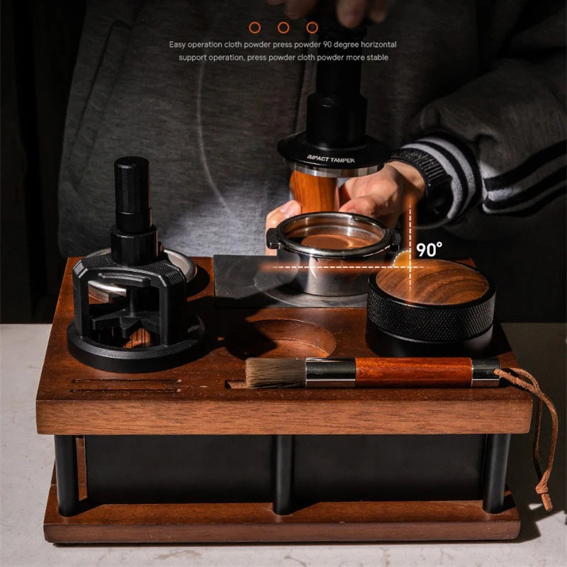 51-58mm Universal Coffee Tamper Station Stand Wooden Coffee