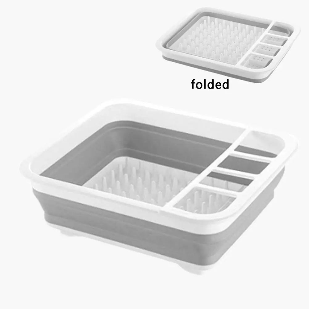 Foldable Silicone Dish Rack Sink Countertop Drainer Basket