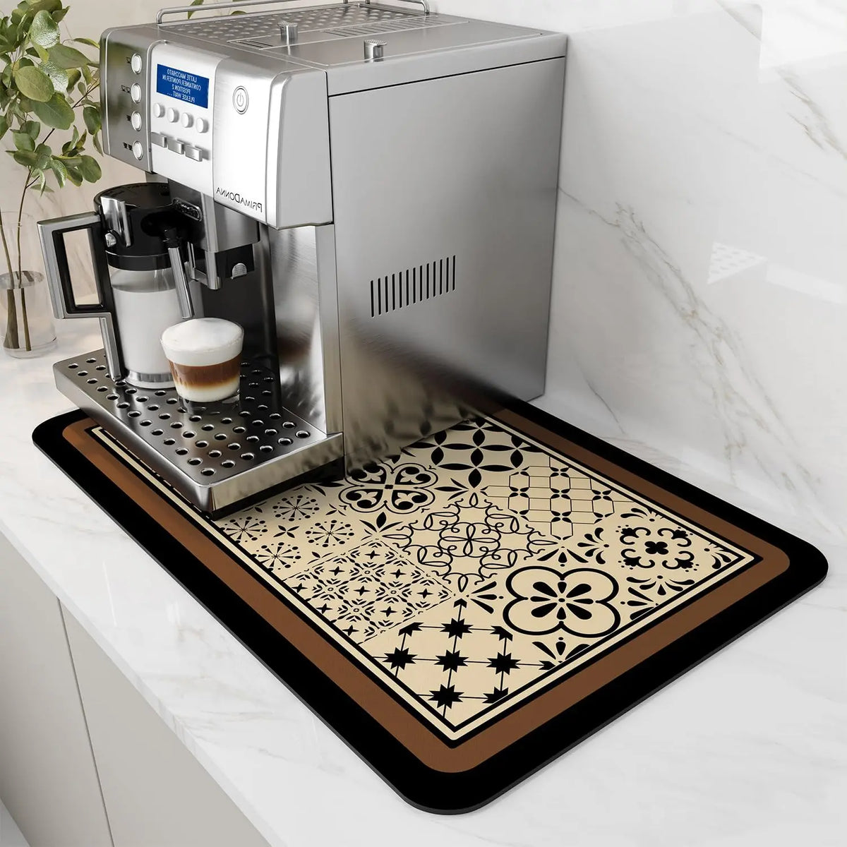 Absorbent Coffee Mat Rubber Backing Hides Stains Dish