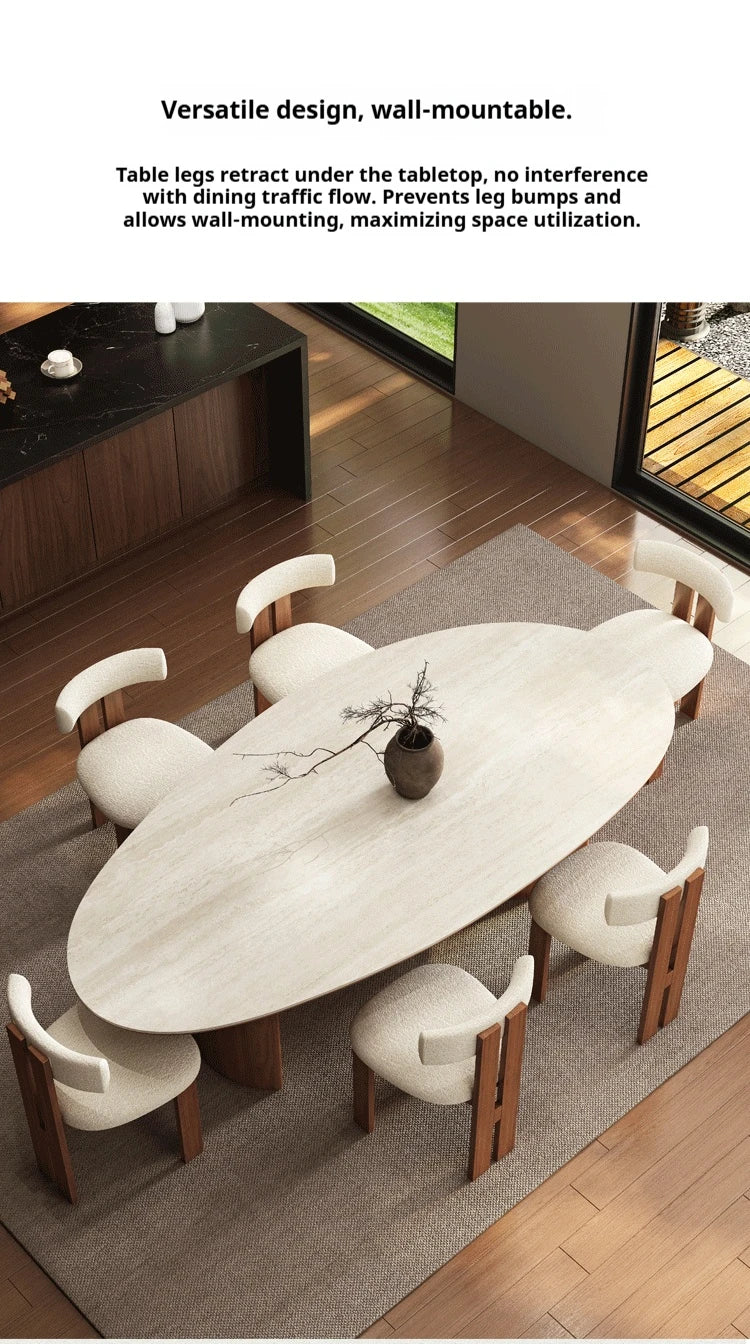 Any Size Custom Beige Travertine Teardrop Dining Table