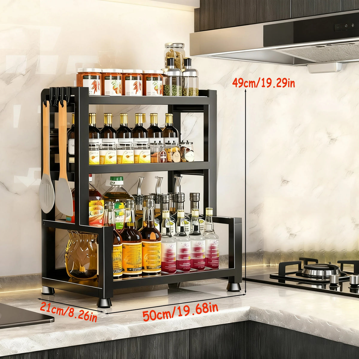 2-3 Tier Adjustable Metal Spice Rack Storage Box