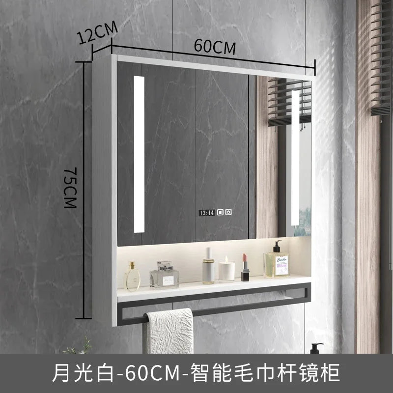 Smart Bathroom Mirror Cabinets Wall-Mounted Backlight Anti-Fog