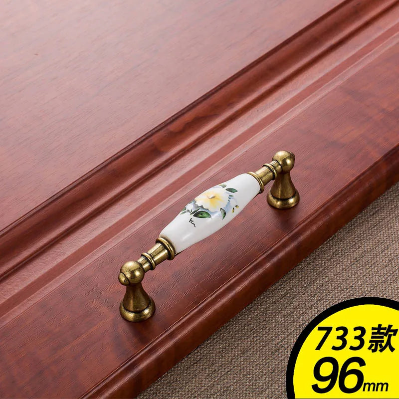 Ym Green Flower Ceramic Handles Cabinet Storage Dressers