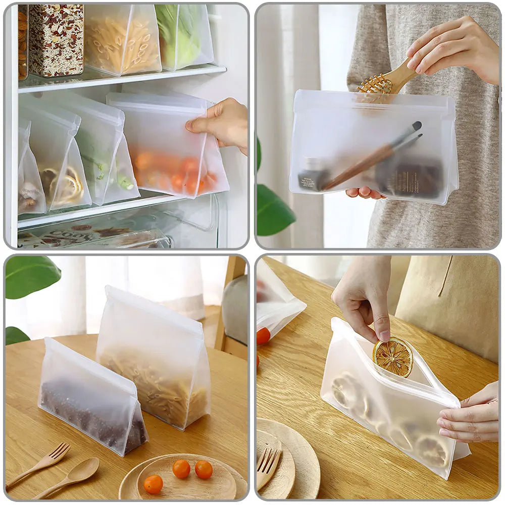 Silicone World Reusable Peva Food Bag Freezer Stand