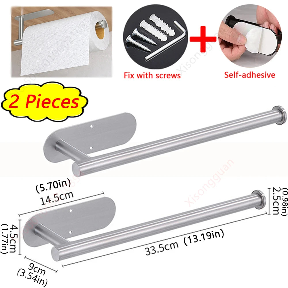 1/2pcs Paper Towel Holder Toilet Paper Holder Adhesive