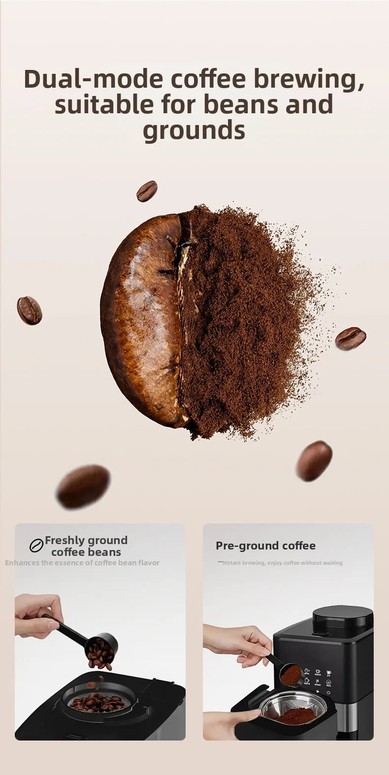 Automatic Coffee Maker Built-In Grinder & Cold Dual