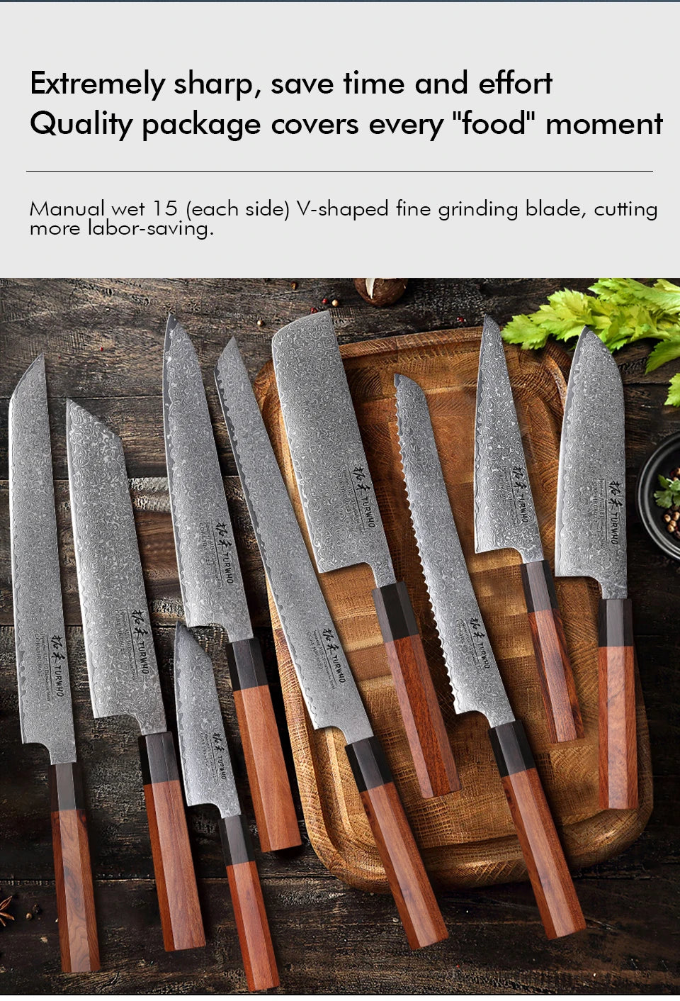 Turwho Hand Forged Japanese Chef Knife Damascus Steel