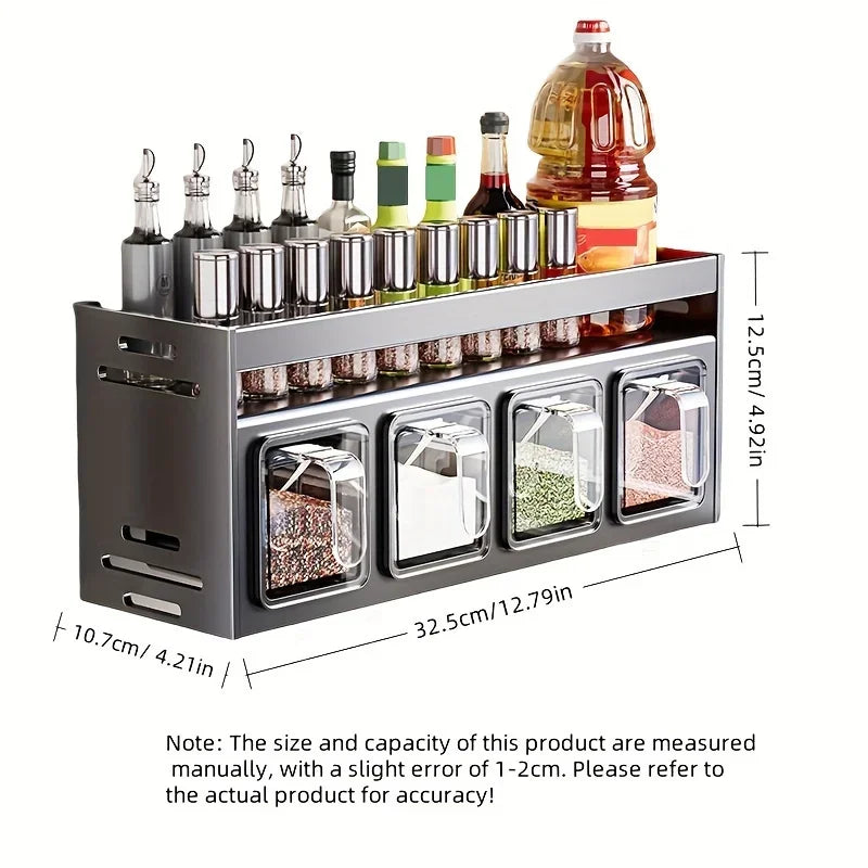 Stainless Steel Spice Rack Wall-Mounted Multi-Functional Spice