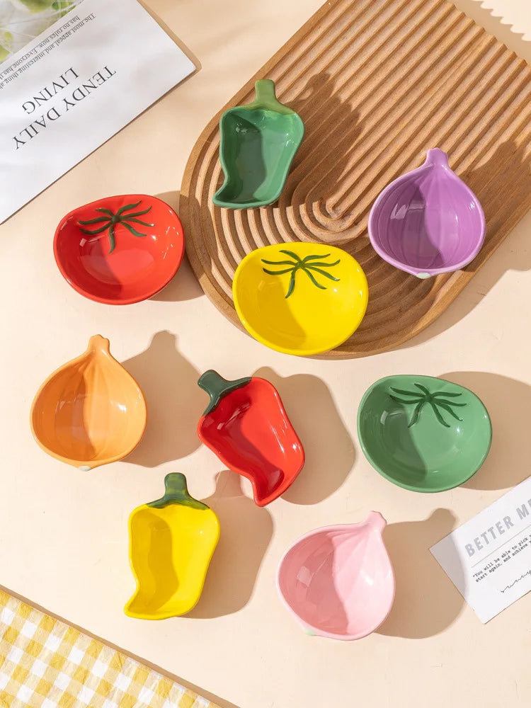 Sauce Dish Vegetable Shaped Ceramic Dipping Bowl Mini