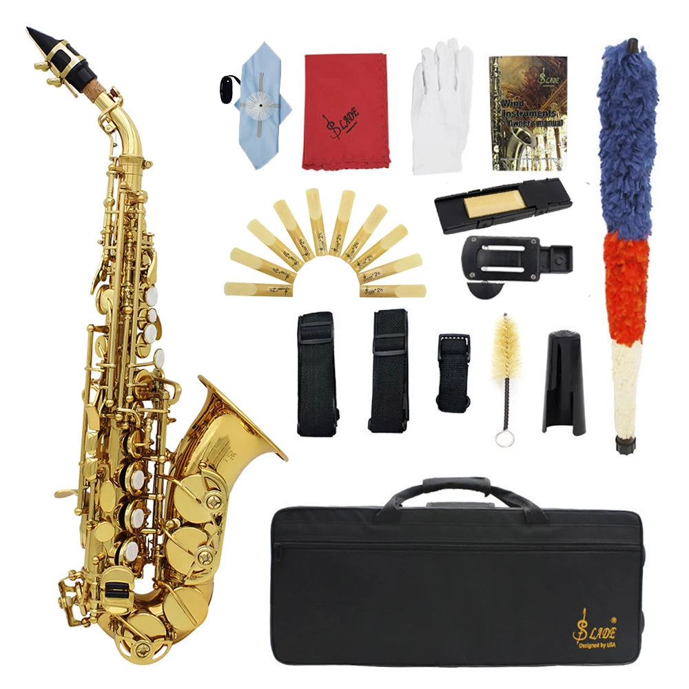 Slade Soprano Saxophone Flat Brass Sax Professional Saxophone